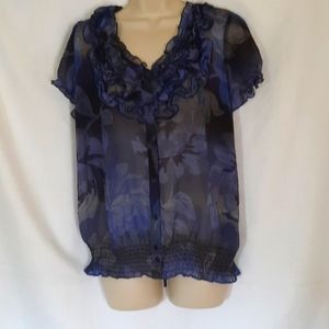 ●East 5th blue and black sheer top size L